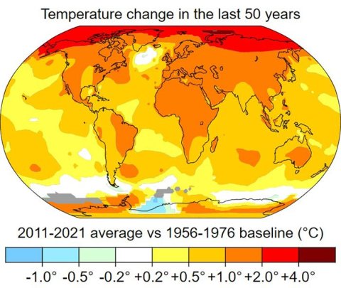 Cambio en la temperatura del planeta en los últimos 50 años
